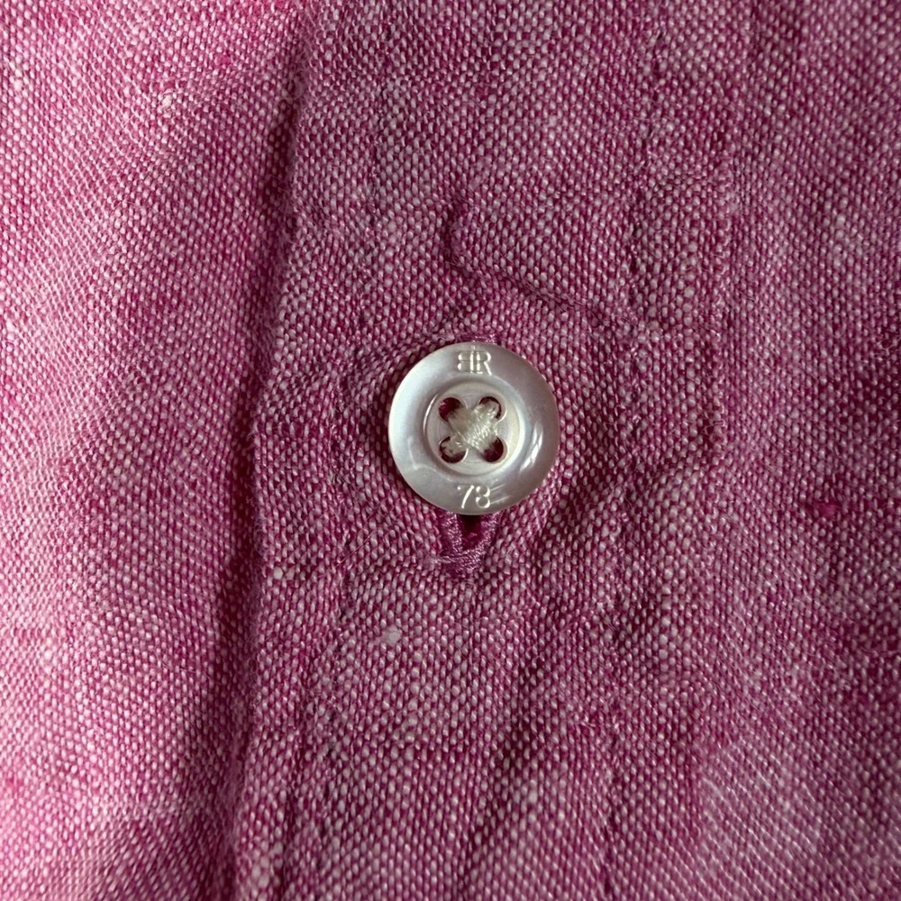 Banana Republic Shirt Camden Standard Fit Mens M Pink 100% Linen Long Sleeve EUC